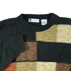Bachrach Sweater Mens Large Colorblock Textured Knit Pullover Acrylic Wool USA